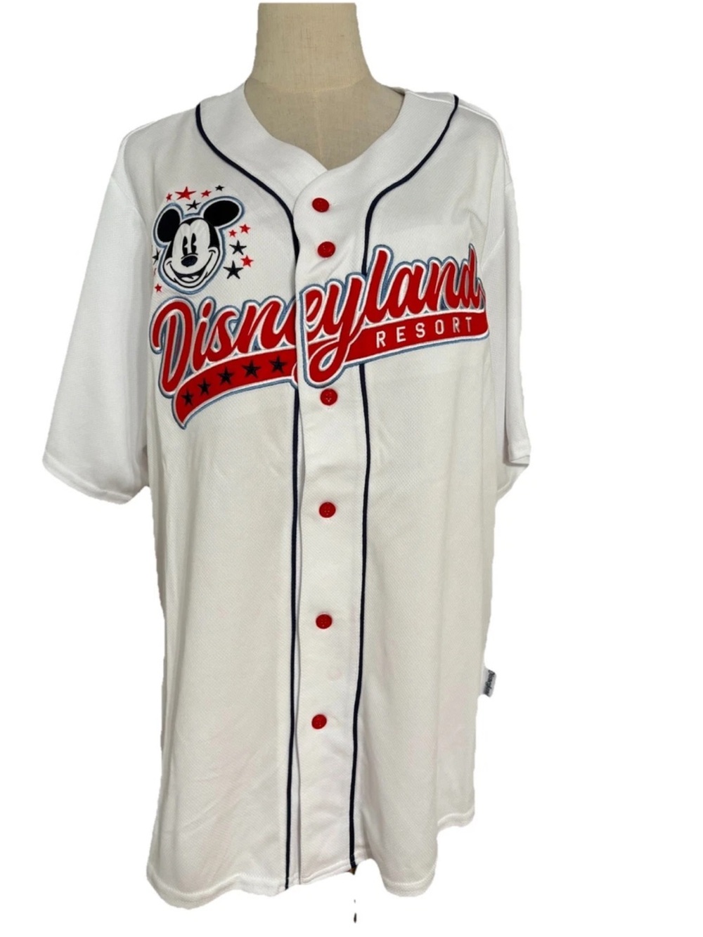 Disney Mickey Mouse Disneyland Resort Baseball Jersey xxl Embroidered White